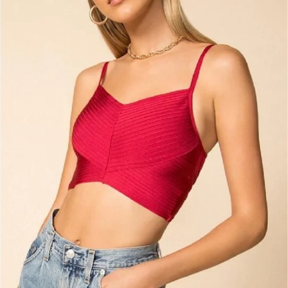 Superdown Katia Bustier Crop Top in red